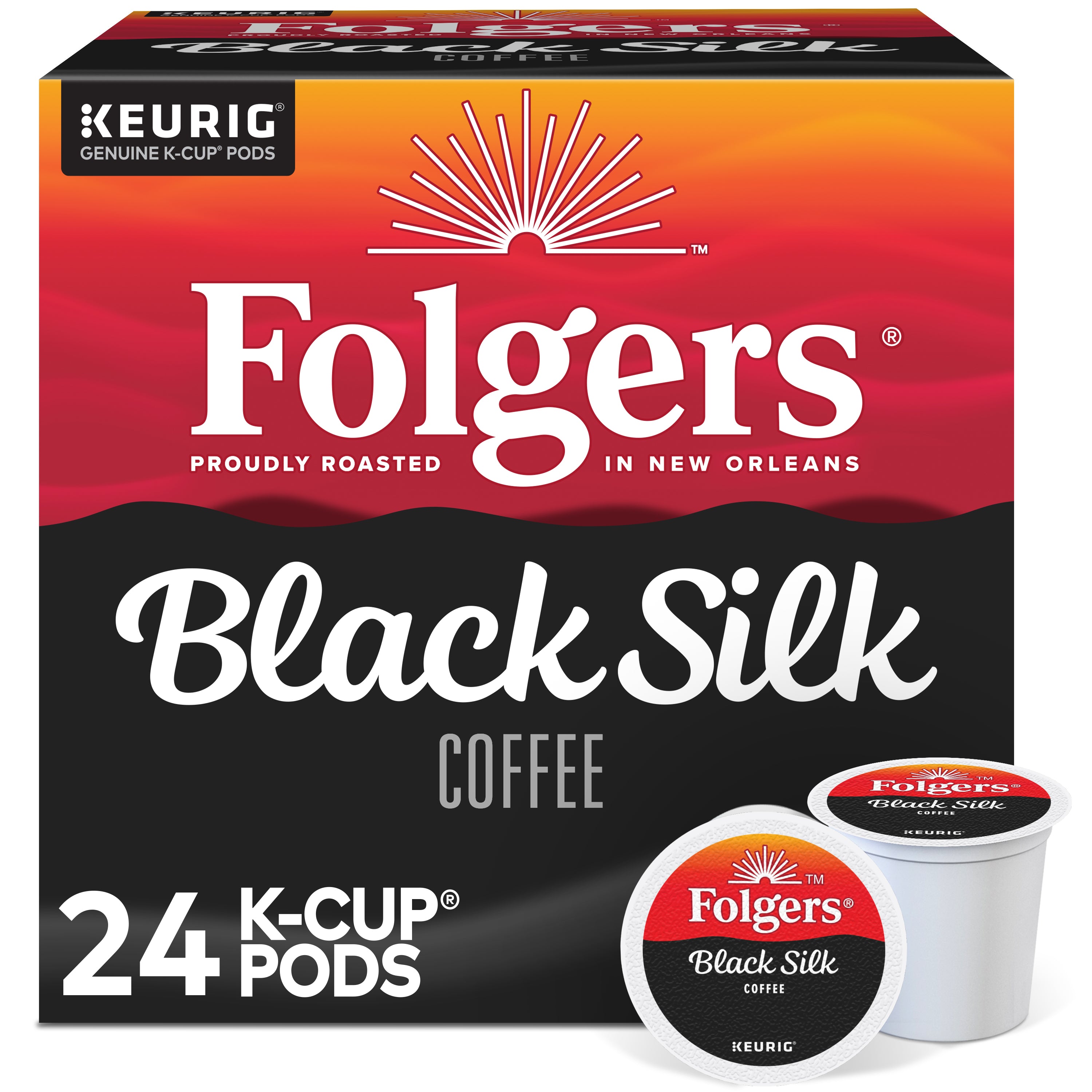 Folgers Black Silk K-Cups, Dark Roast – 24 Count