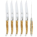 Forge de  Laguiole 6 Piece Steak Knife Set Birchwood Handle Shiny Finish