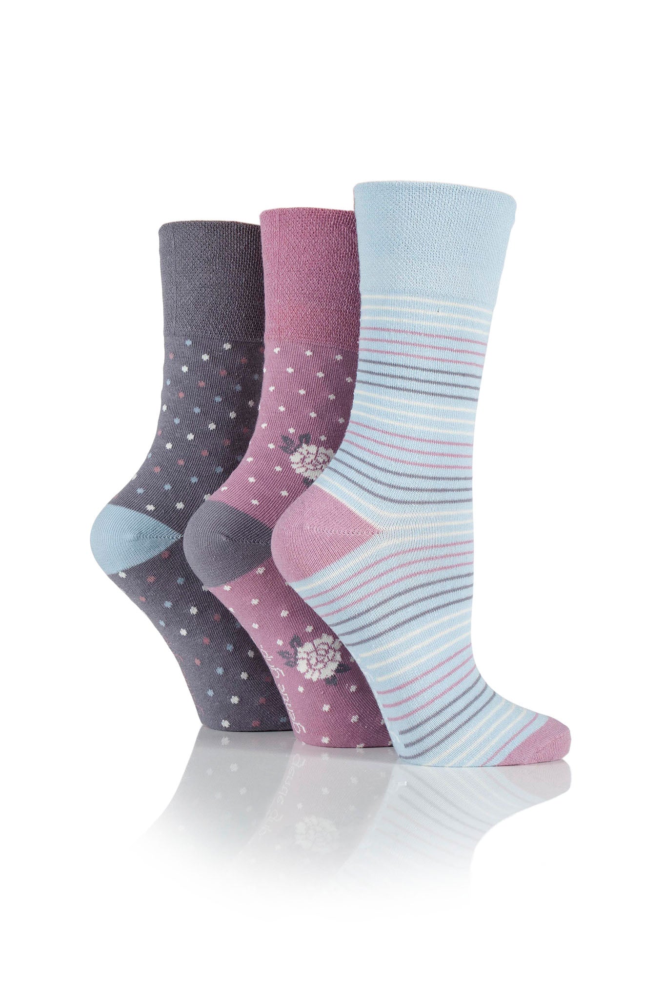 Women's Dainty Flower/Dot/Stripe Crew Sock
