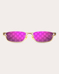Goldtone & Violet Logo Slim Rectangular Sunglasses
