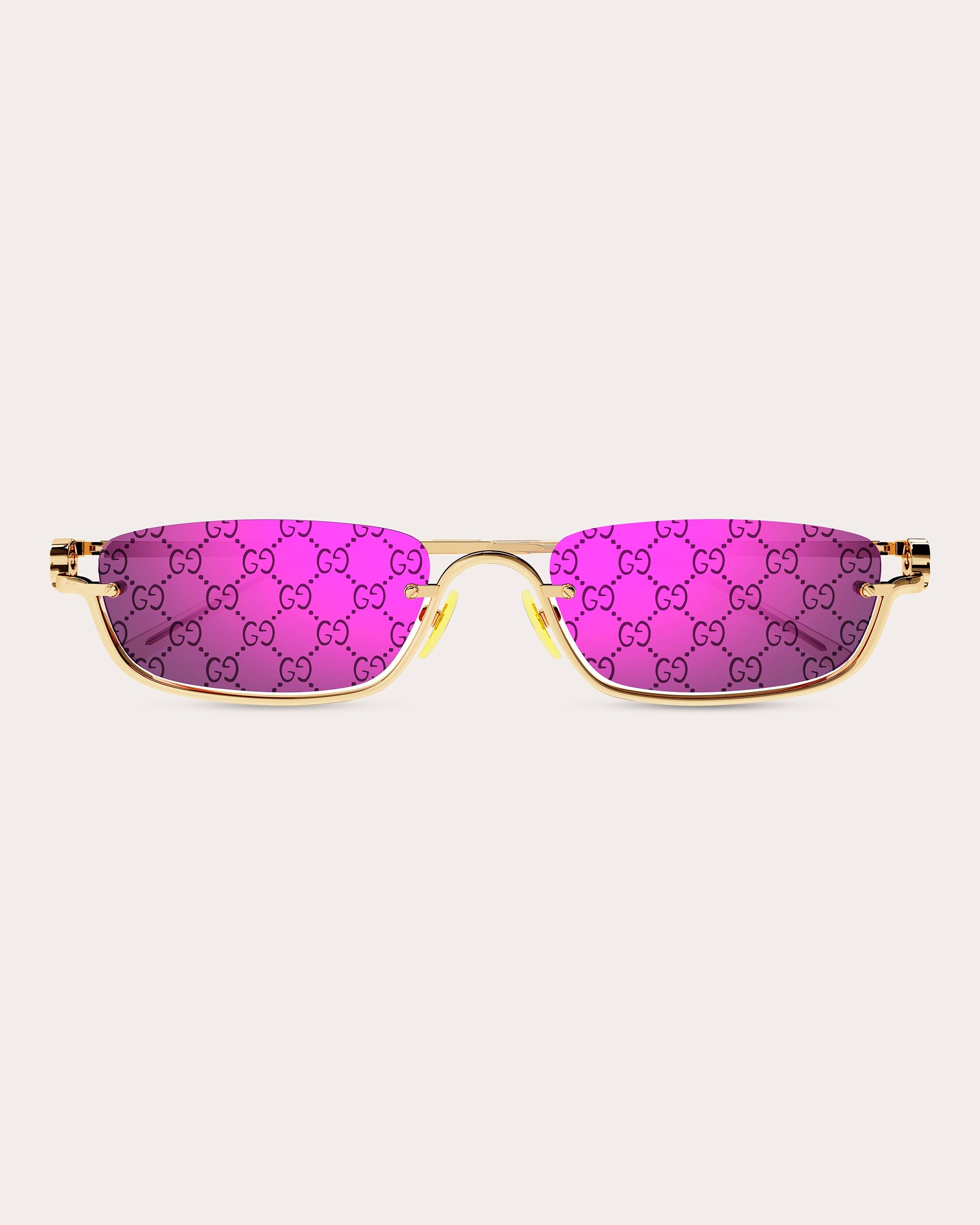 Goldtone & Violet Logo Slim Rectangular Sunglasses