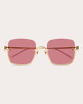 Goldtone & Cyclamen Square Sunglasses