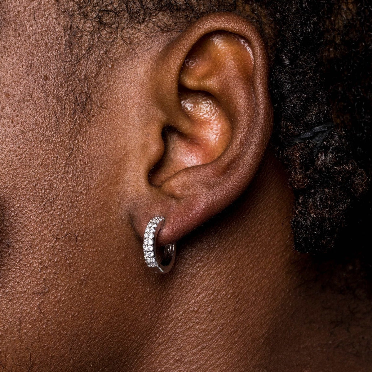 GLD Micro Double Row Extra Small Huggie Hoop Earrings in White Gold