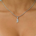 Micro Iced Angel Wing Pendant in White Gold