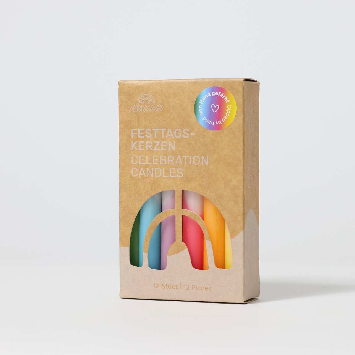 Festtags-Kerzen Dip-Dye Regenbogen VE 12 Stk.