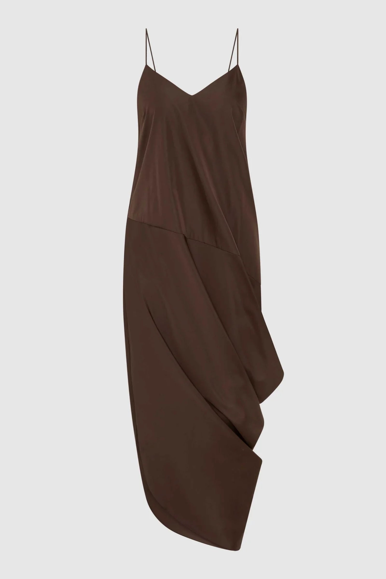 Paper Taffeta Drape Dress in Mocha