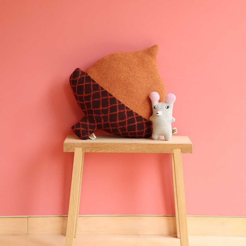 Brown Acorn Knitted Cushion
