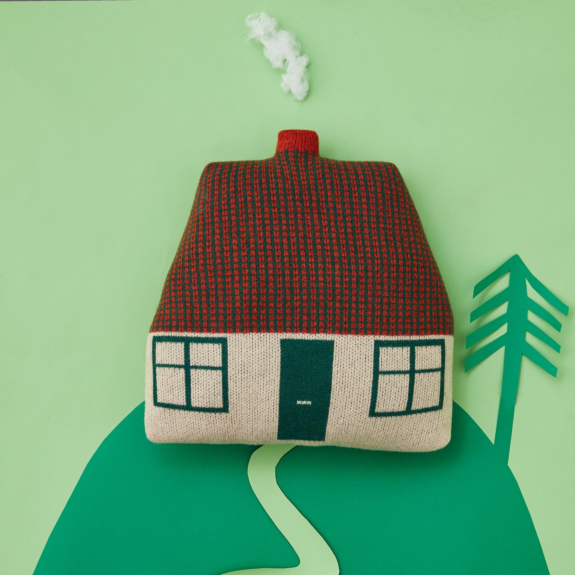 Green Cottage Knitted Cushion
