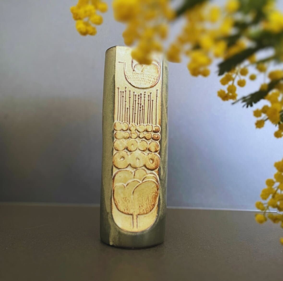 Oval Plant Relief Vase - Large