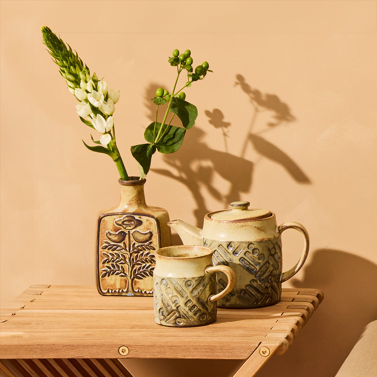 Triangle and Bird Relief Vase