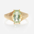 Solid Gold Green Amethyst Bold Chevron Ring