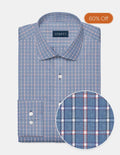 Dusty Blue and Burgundy Bordered Check