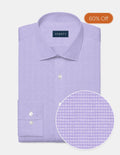 Cotton Stretch Knit - Lavender Raised Mini Check
