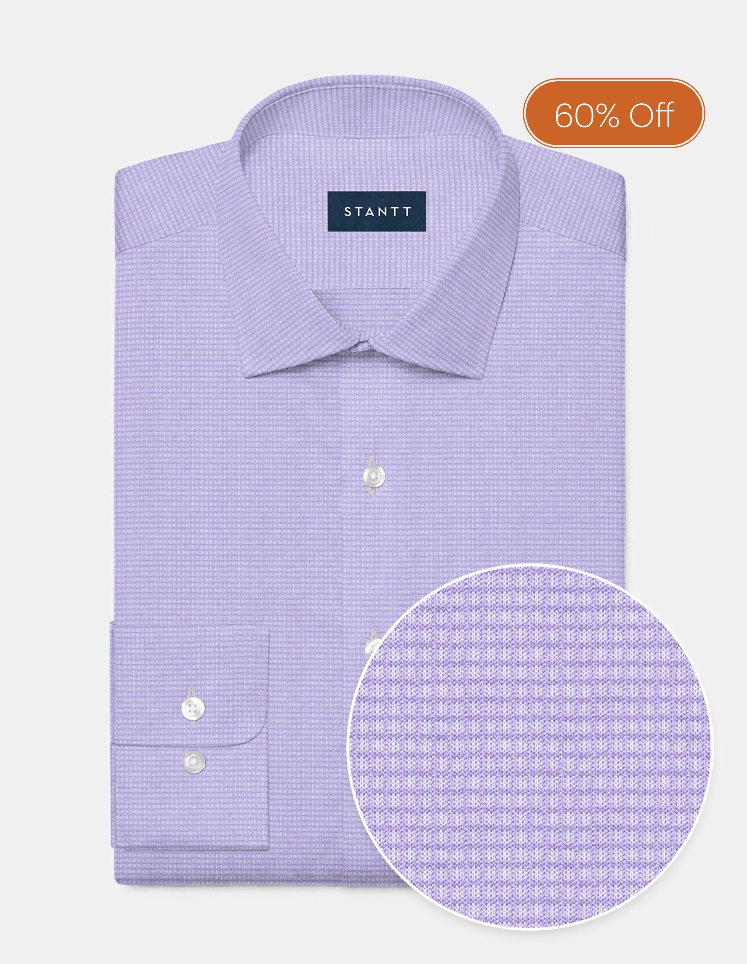 Cotton Stretch Knit - Lavender Raised Mini Check