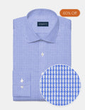 Cotton Stretch Knit - Blue and White Static Check