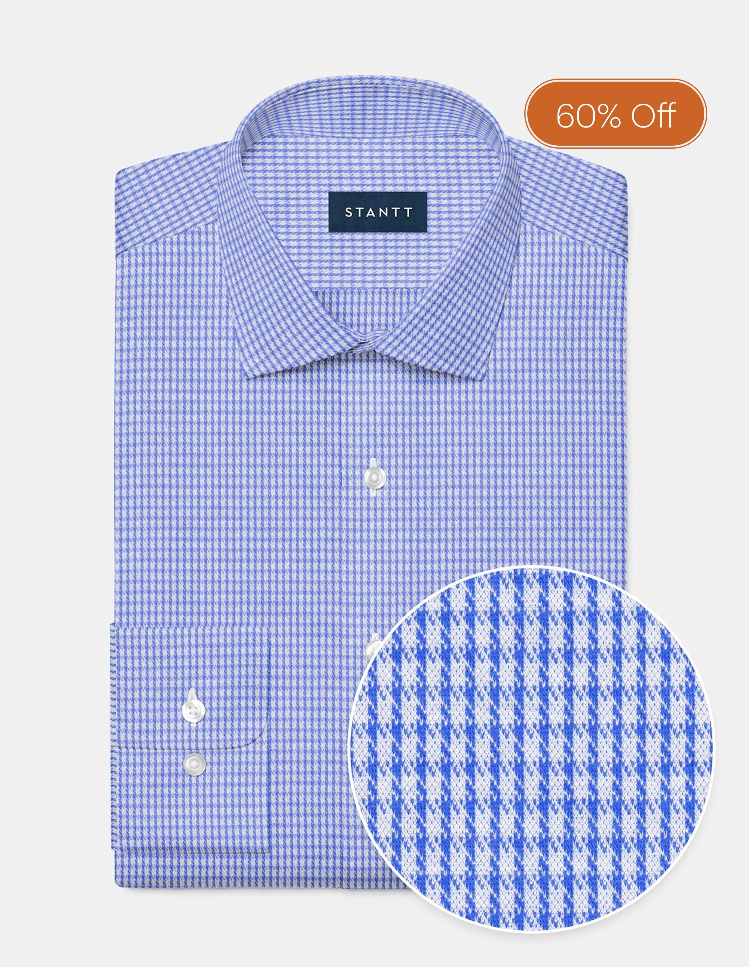 Cotton Stretch Knit - Blue and White Static Check