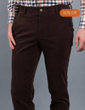 Stretch Corduroy Chino - Mini Ribbed Brown