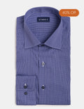 Wrinkle-Resistant Poplin - Deep Navy Micro Check