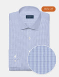 Wrinkle-Resistant Poplin - Sky Blue and Lapis Mini Tattersall
