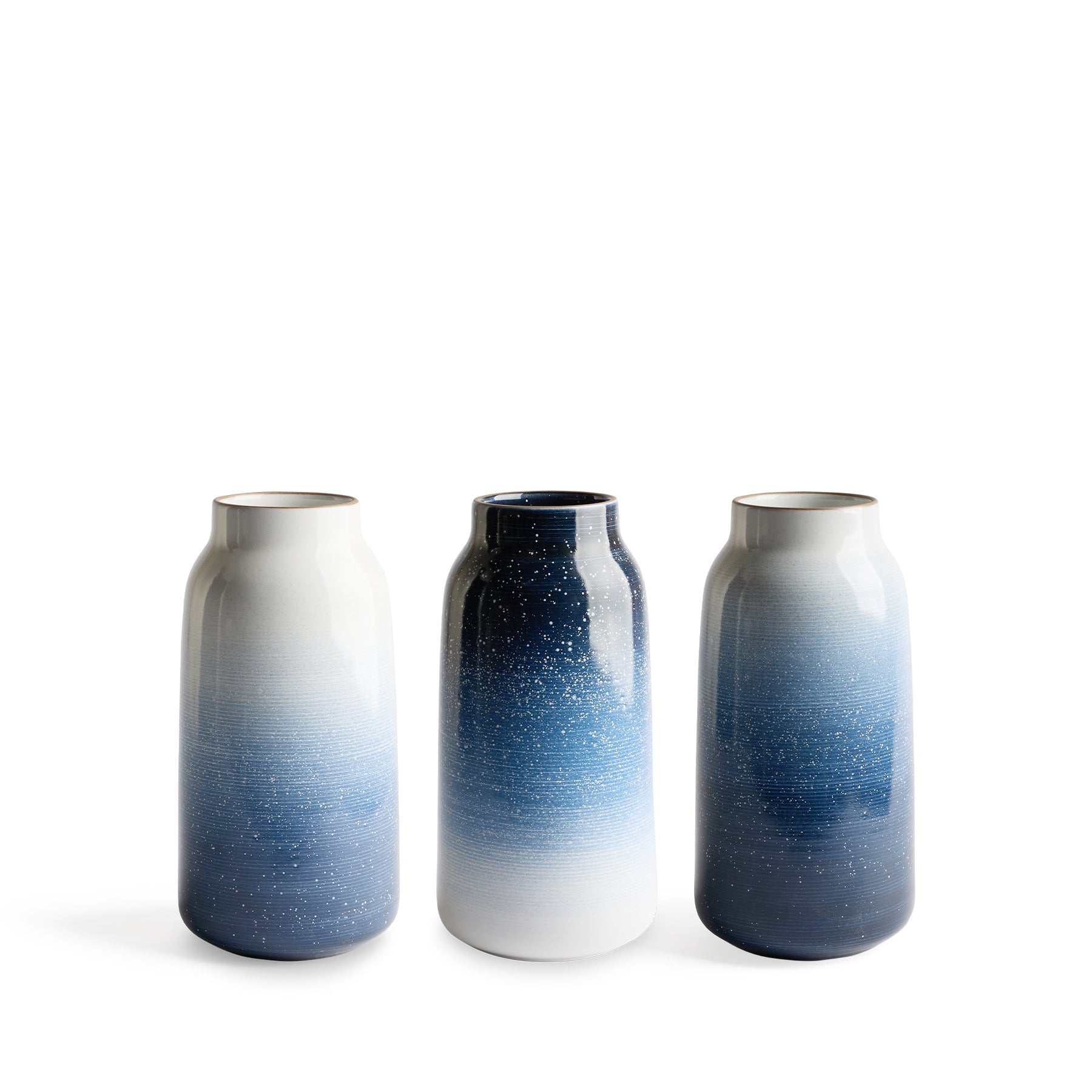 Tall Vase in Midnight, Stillwater, and Opaque White