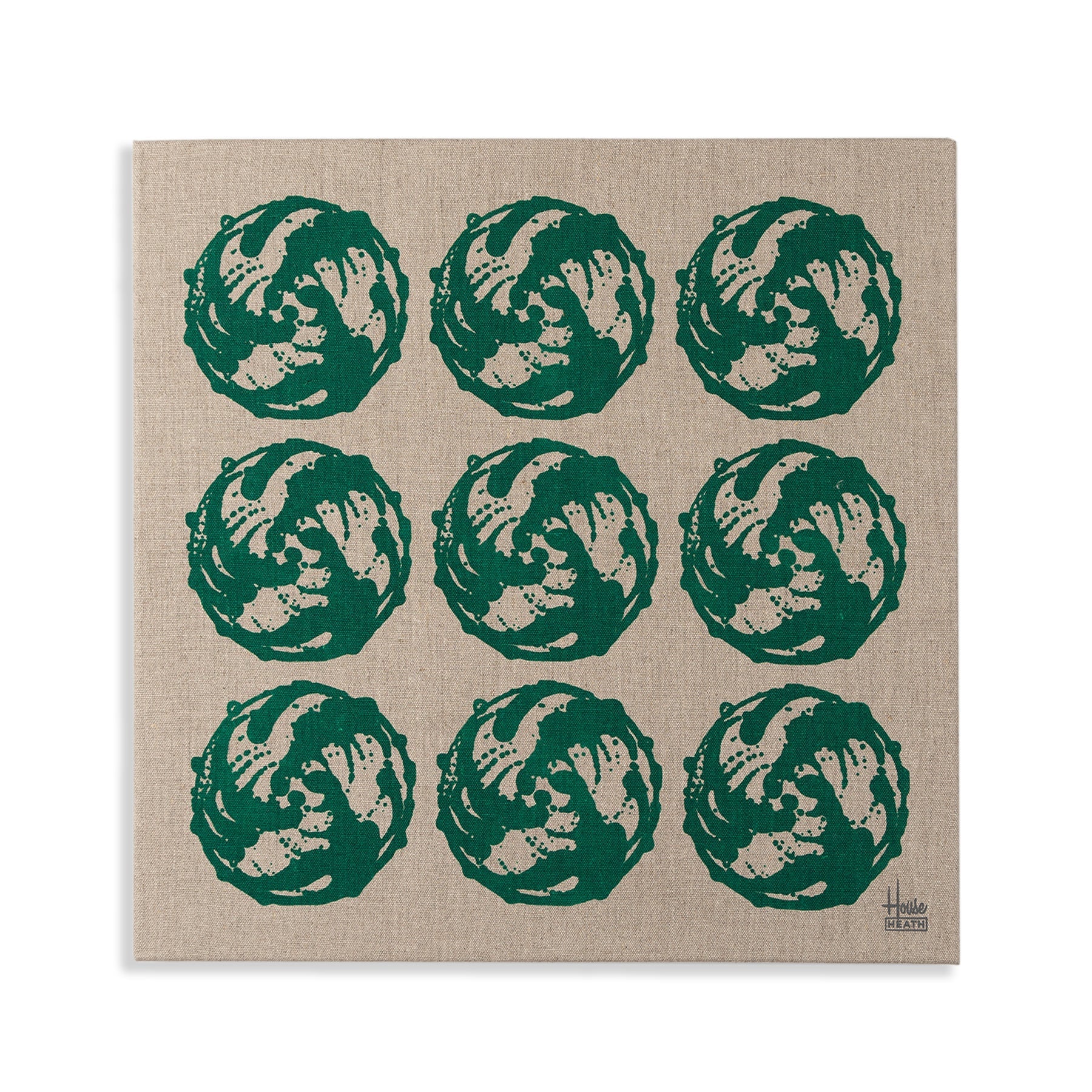 Vintage Tile Stretched Canvas Print in Emerald
