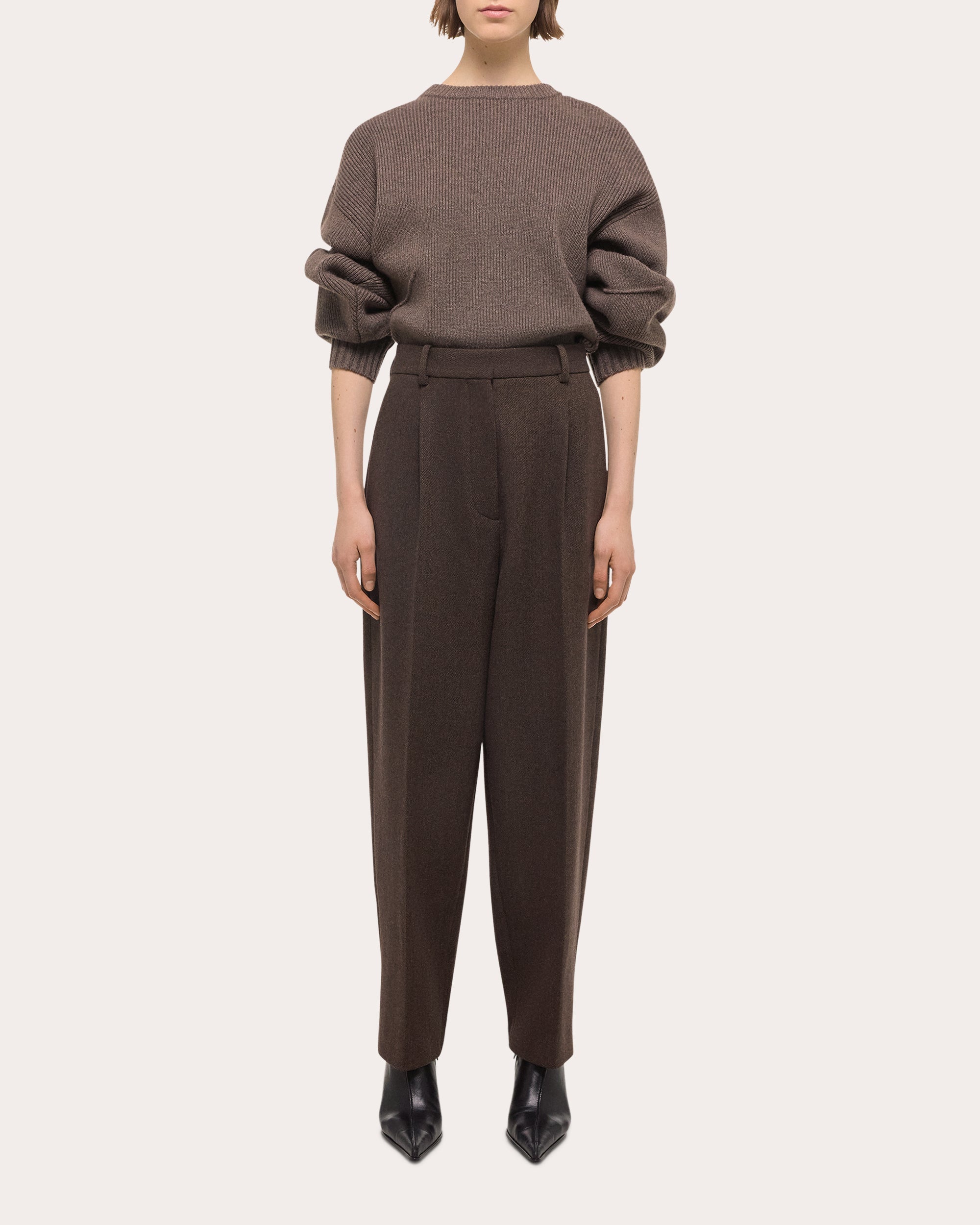 Pleated Wool-Twill Pants