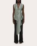 Silk Reversible Draped Scarf Top