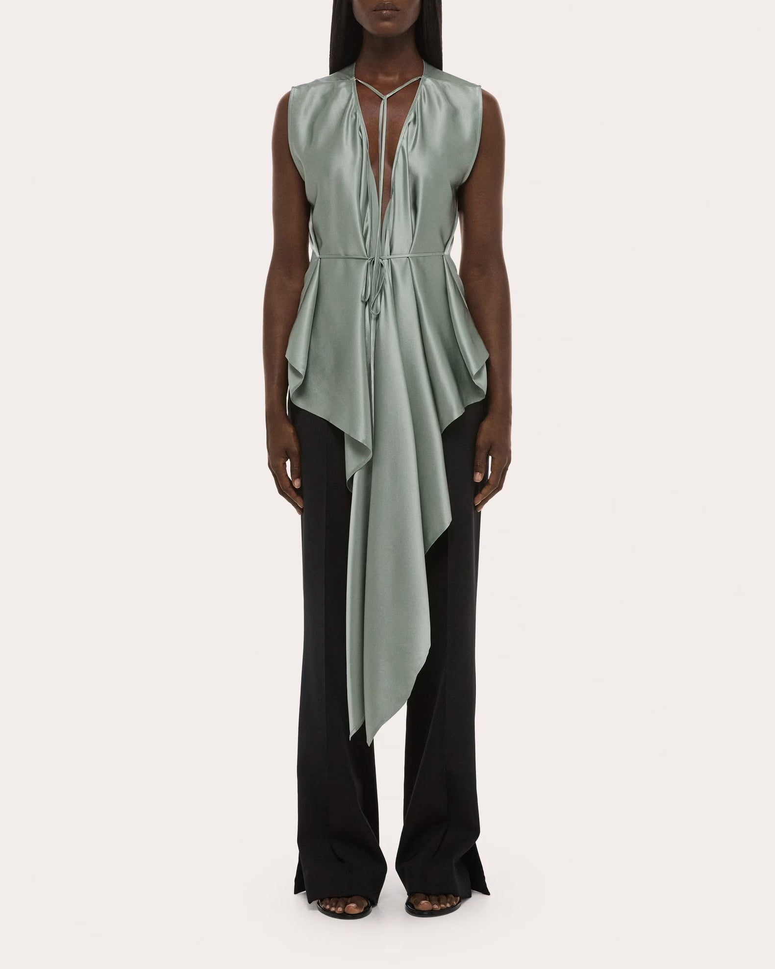 Silk Reversible Draped Scarf Top