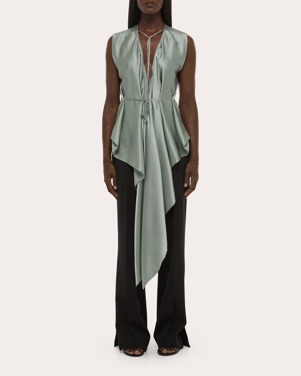 Silk Reversible Draped Scarf Top
