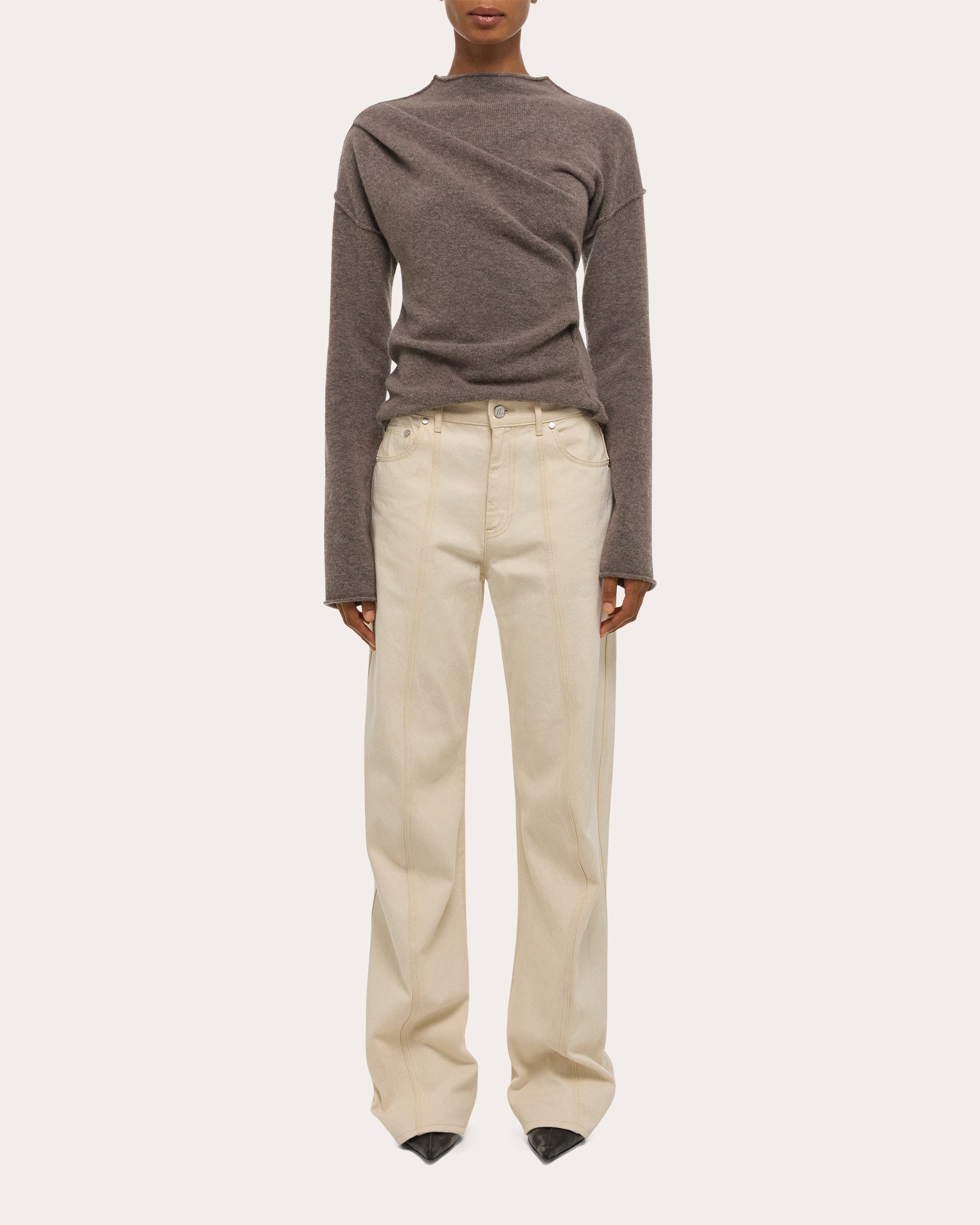 Curved Seam Straight-Leg Ski Jeans