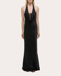 Silk Bias-Cut Cowl Neck Maxi Dress