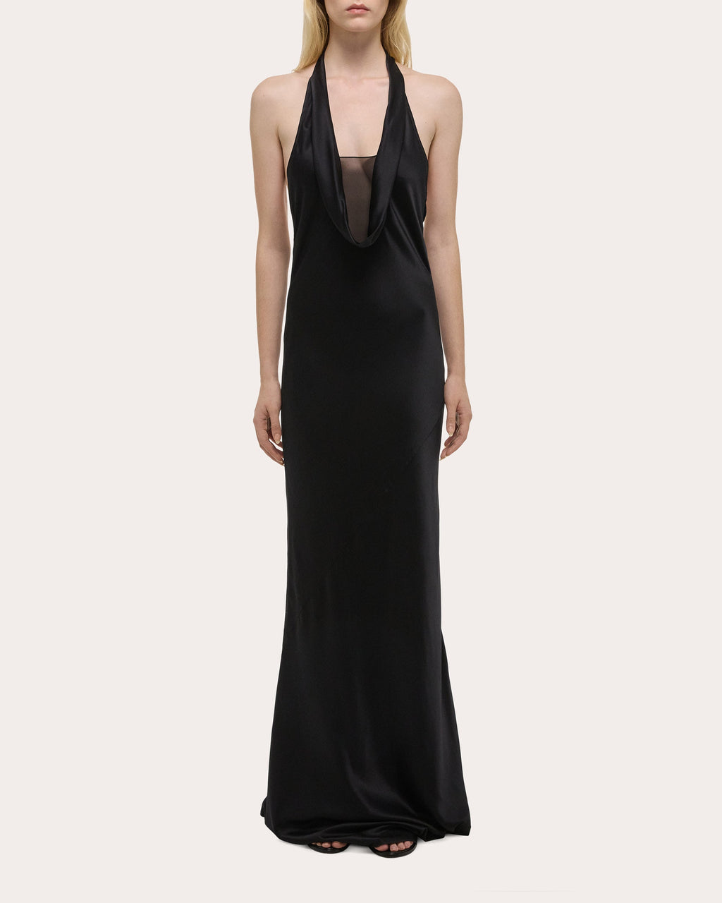 Silk Bias-Cut Cowl Neck Maxi Dress
