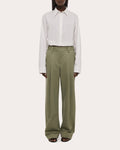 Cotton Chino Twill Pleated Barrel Trousers