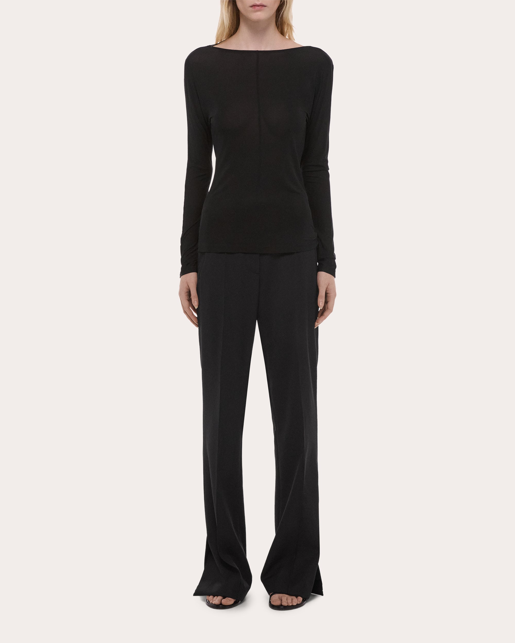Draped Cowl Back Jersey Top