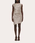 Silk Satin Sleeveless Drape Dress