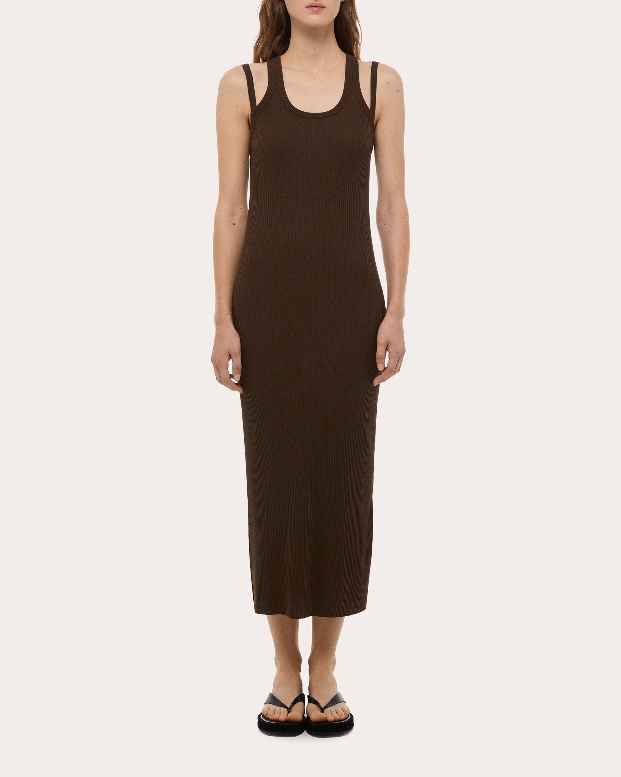 Ribbed Racerback Strap Midi Dress