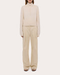 Slub Wool Button Mock Neck Sweater
