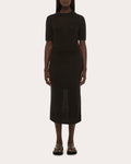 Sheer Wool Knit Layered Midi Skirt