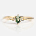Solid Gold Aquatic Agate Elements Hexagon Ring