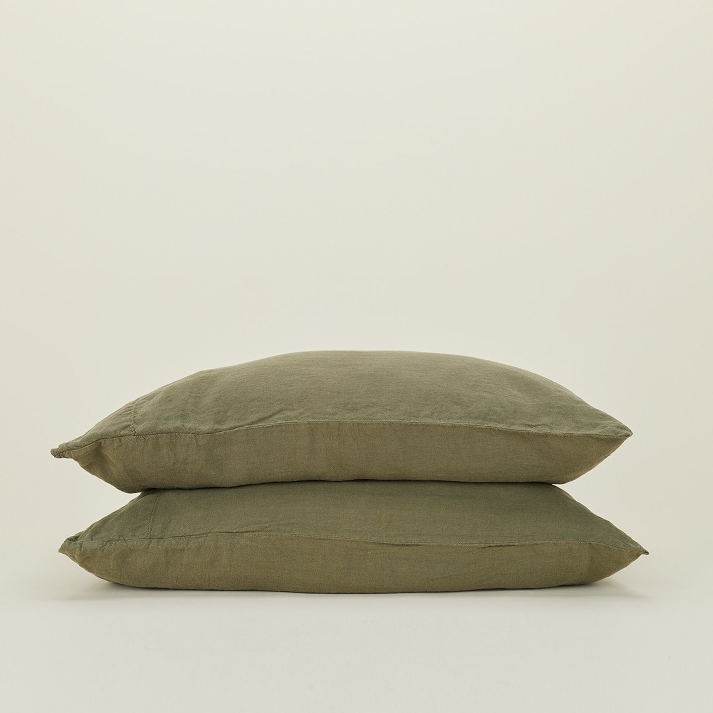 Simple Linen Pillowcases, Set of 2 - Olive
