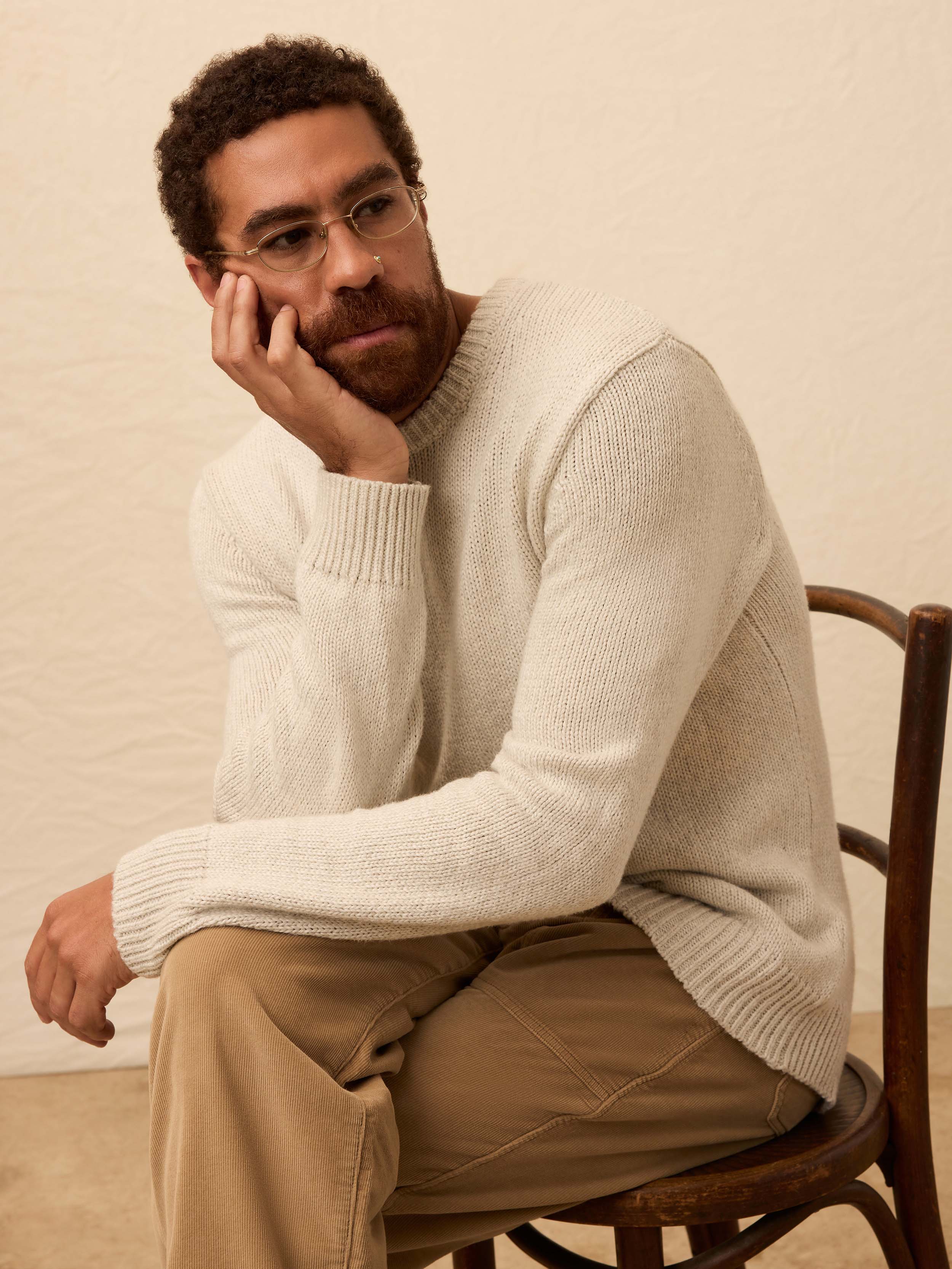 Heirloom Cotton Crewneck Sweater - Heather Grey