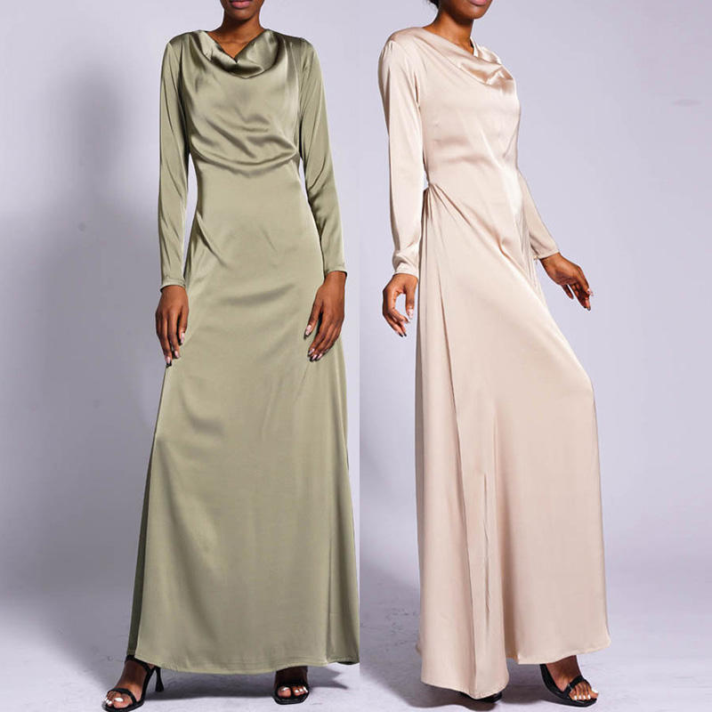 Zahra Satin Long Sleeve Maxi Slip Dress