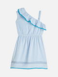 Girls' Asymmetrical Ruffle Cotton Dress