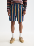 Western Detailed Striped Cotton Loose-Fit Bermuda
