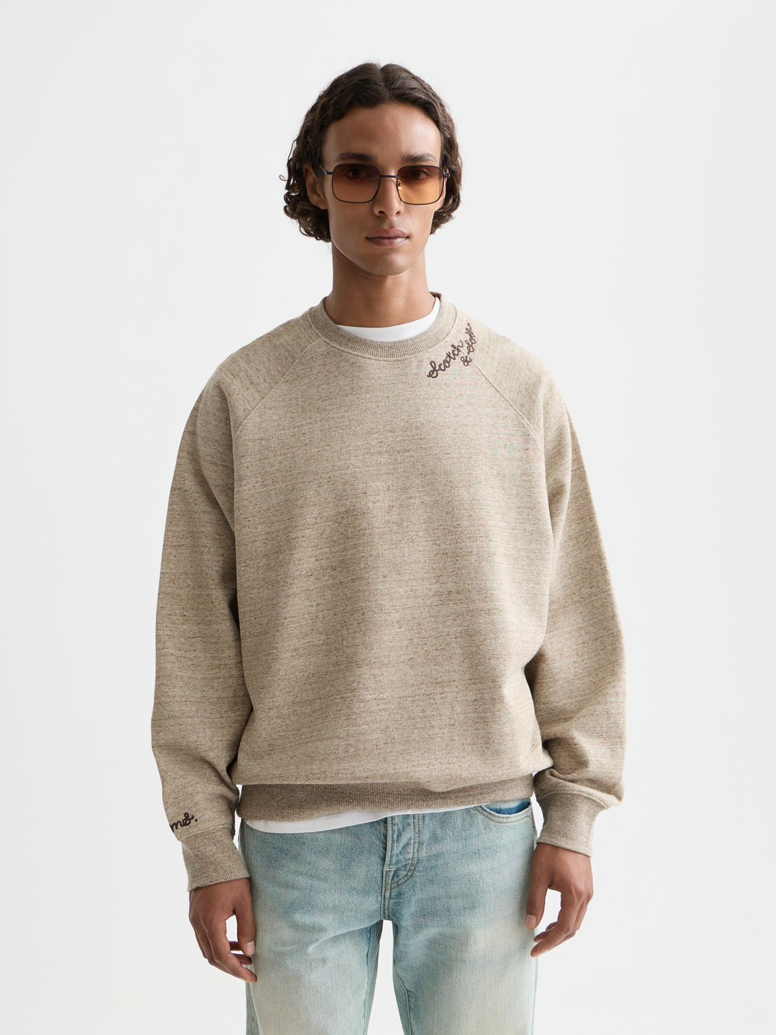 Space Yarn Embroidered Loose-Fit Sweatshirt