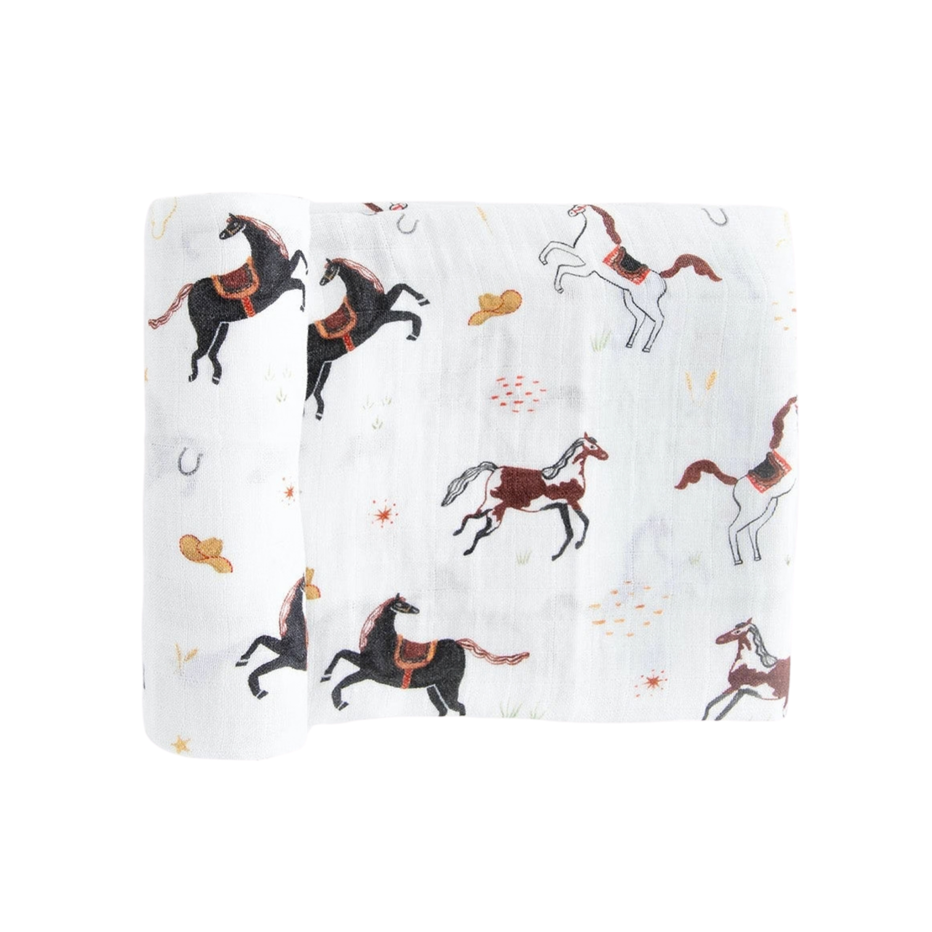 Organic Cotton Muslin Swaddle Blanket - Howdy Horse
