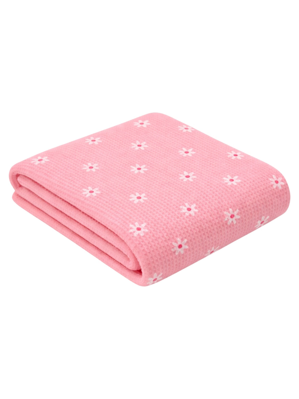 Organic Cotton Waffle Swaddle Blanket, Pink Flower