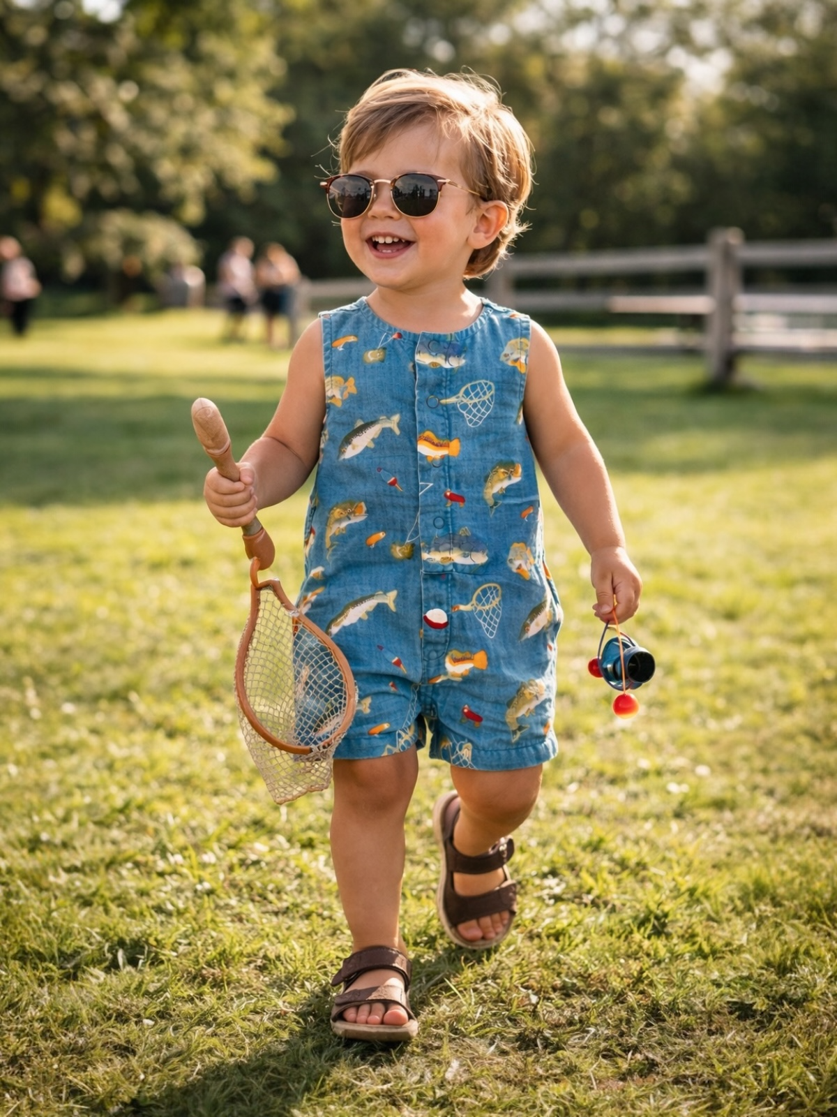 Gone Fishing / Muslin Shortie Romper