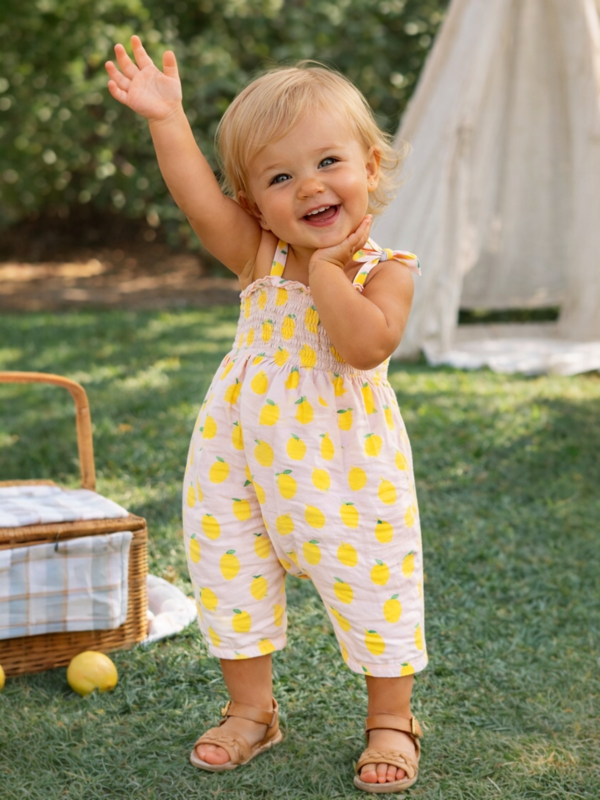 Lemon Sorbet / Muslin Smocked Jumpsuit