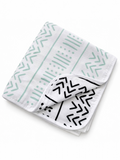 Reversible Muslin Quilt, Seafoam/White Mudcloth